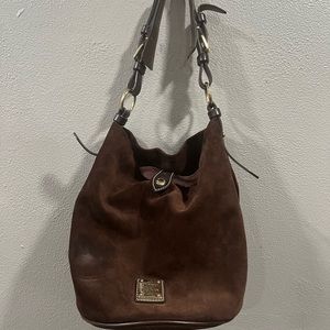 Vintage Dooney & Bourke Brown Suede Leather Bucket Bag